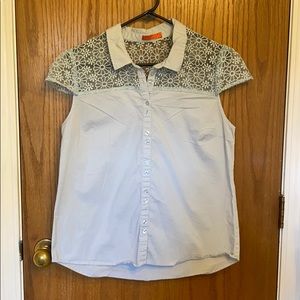 Light blue, daisy cutout ModCloth top